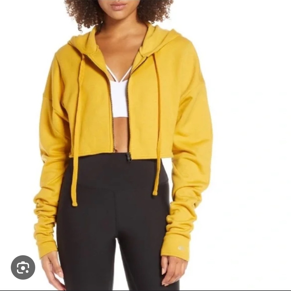Alo Yoga Extreme Cropped Hoodie in Yellow